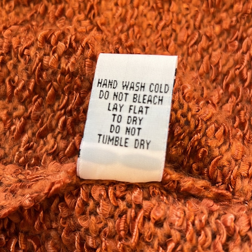 Jamie Gries burnt orange  boho sweater cardigan lace & ruffle trim size small - Picture 9 of 13